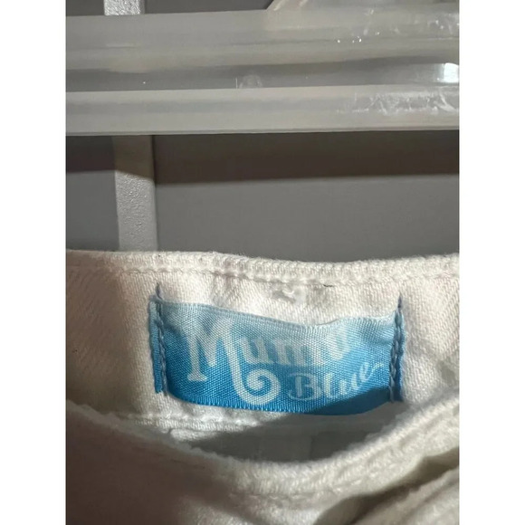 Show Me Your Mumu Blue Womens Wyoming High Waisted Shorts Fray Hem White Size 24 - Picture 4 of 8